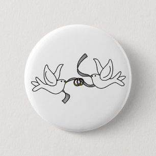 Wedding Doves with Rings Button