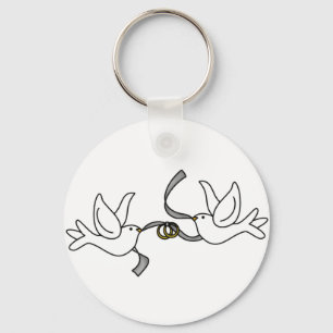 Wedding Doves with Rings Keychain