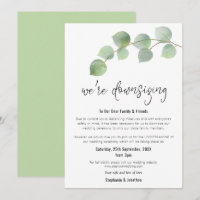 Wedding Downsizing Modern Script Eucalyptus