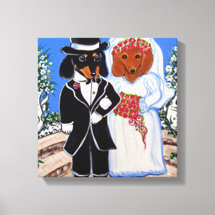 WEDDING DOXIES CANVAS PRINT
