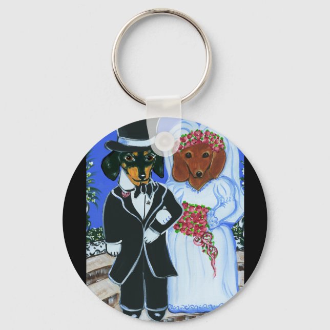 Wedding Doxies Key Ring (Front)
