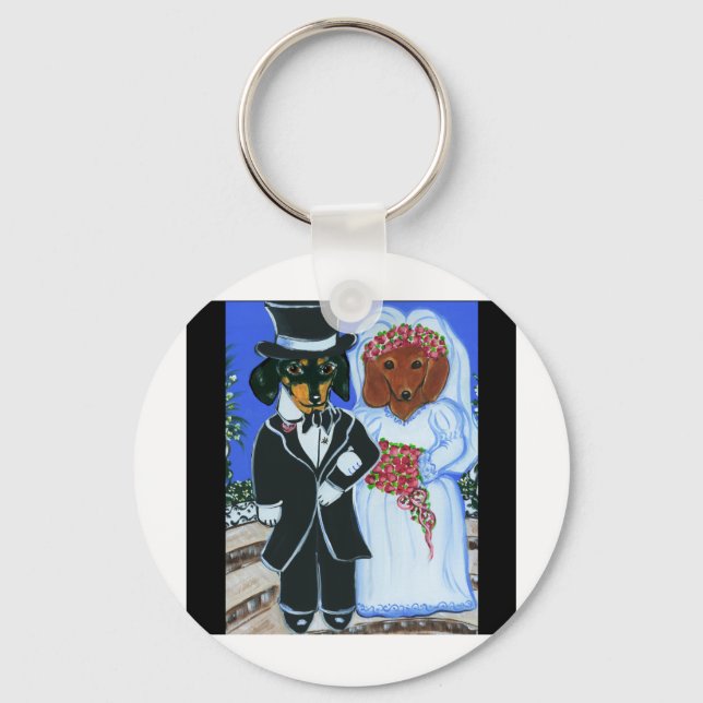 Wedding Doxies Key Ring (Front)