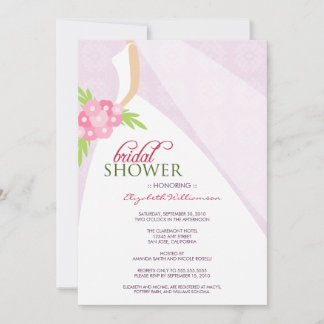 Wedding Dress_2 Bridal Shower Invitation (lilac)