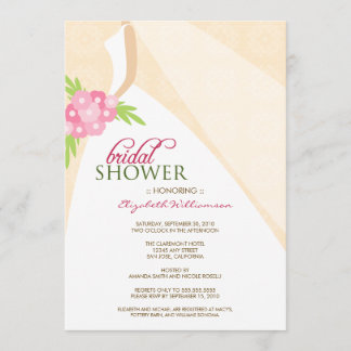 Wedding Dress_2 Bridal Shower Invitation (peach)