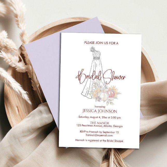 Wedding Dress Autumn Bridal Shower Invitation (Creator Uploaded)