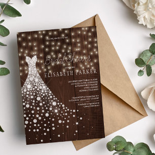 Wedding Dress Barn Wood Rustic Bridal Shower Invitation