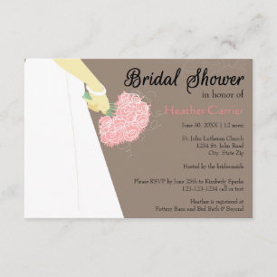 Wedding Dress & Bouquet - 3x5 Bridal Shower Invite