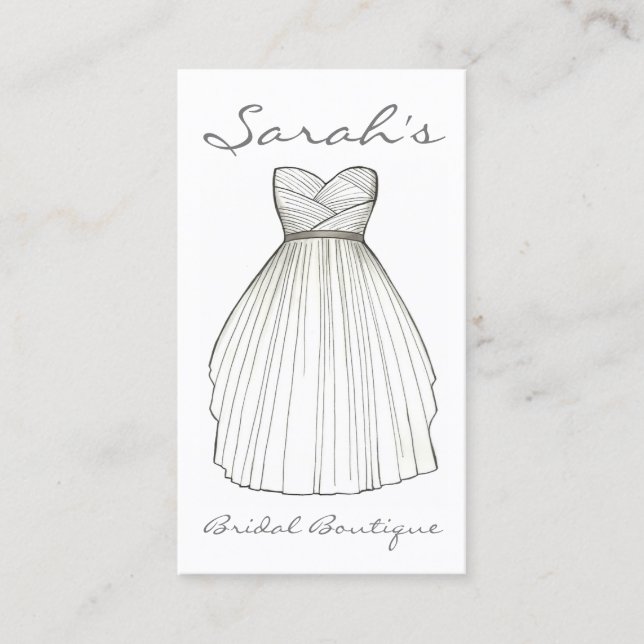 Wedding Dress Bride Gown Bridal Shop Boutique Business Card (Front)