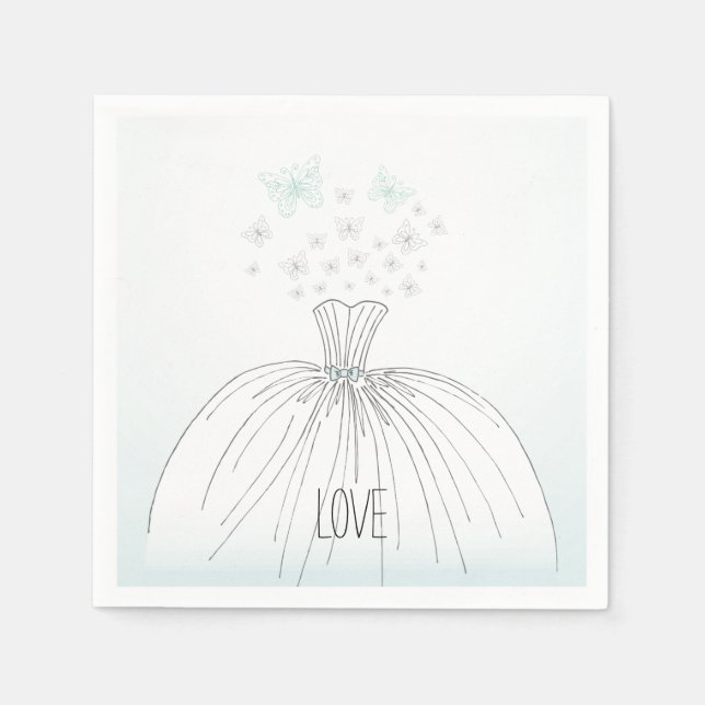 Wedding Dress Butterflies Napkin (Front)