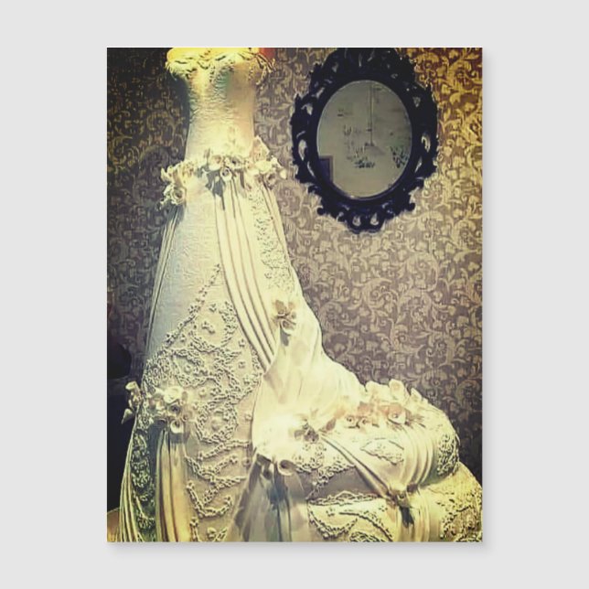 Wedding Dress Cake Photography Magnetic Invitation (Front)