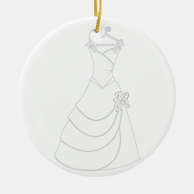 Wedding Dress Ceramic Tree Decoration (Front)