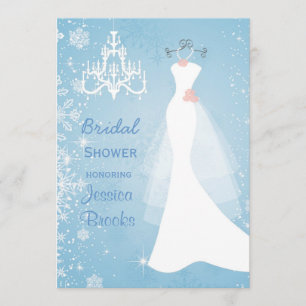 Wedding dress Chandelier Bridal shower Invitation
