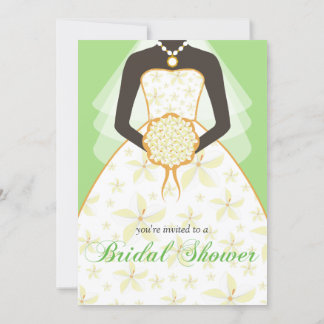 Wedding Dress Custom Bridal Shower Invites Green