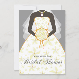 Wedding Dress Custom Bridal Shower Invites Grey
