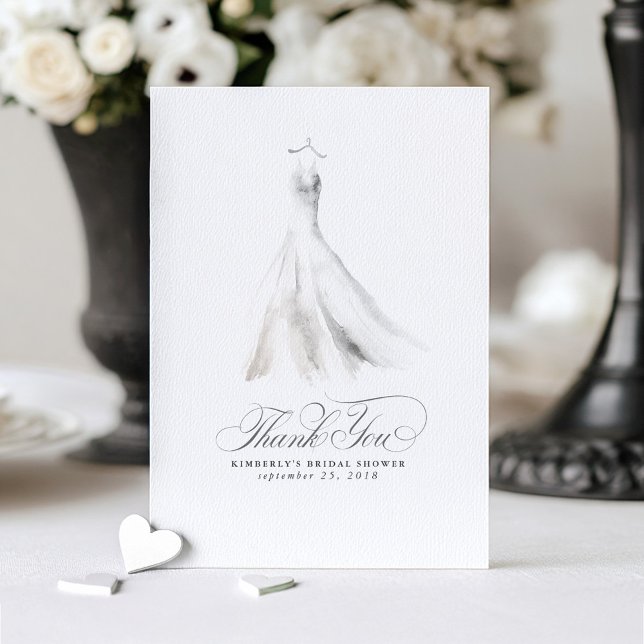 Wedding Dress Elegant Bridal Shower Thank You (Wedding Dress Bridal Shower Thank You Cards)