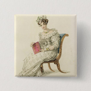 Wedding dress, fashion plate from Ackermann's Repo 15 Cm Square Badge