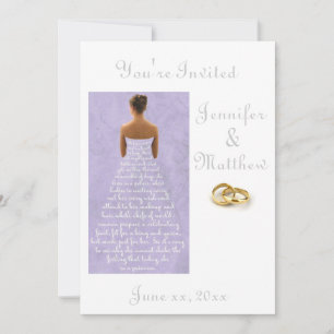 Wedding dress gold rings wedding purple invitation