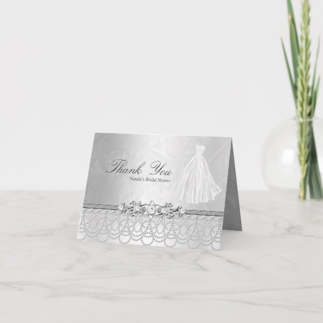 Wedding Dress & Jewels Thank You Card (Front)