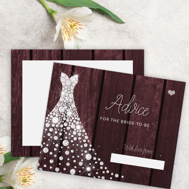 Wedding dress modern bridal shower advice card (Creator Uploaded)