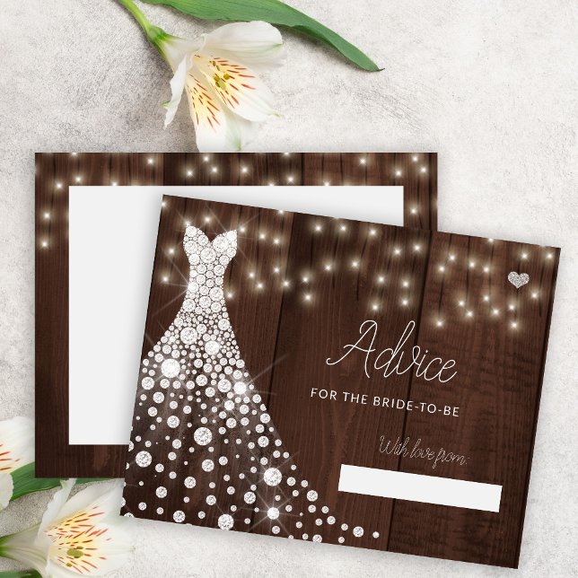 Wedding dress modern bridal shower advice card (Creator Uploaded)