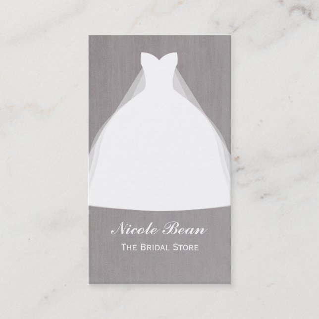 Wedding Dress Modern Glamour Bridal Chic Business Card (Front)