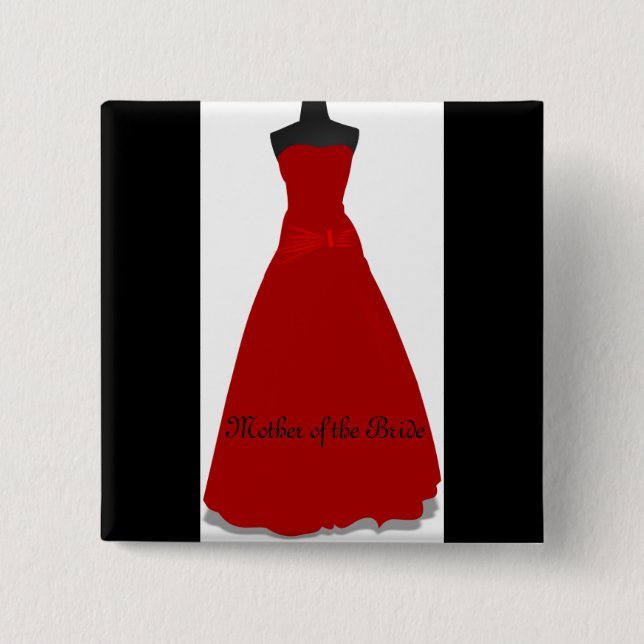 Wedding Dress Mother of the Bride Button Pin (Front)
