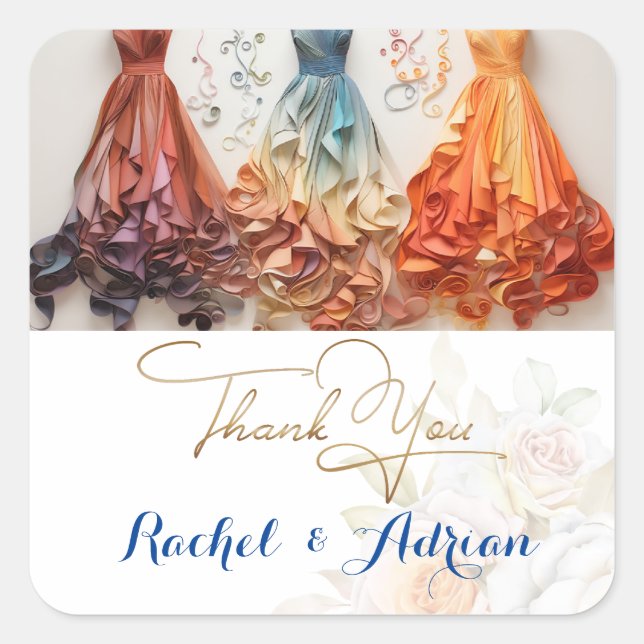 Wedding Dress Style  Square Sticker (Front)