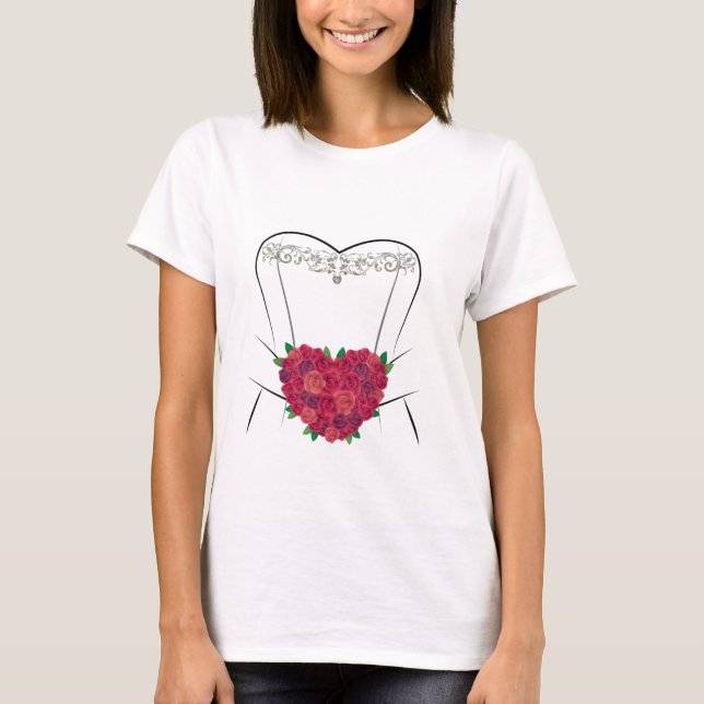 Wedding Dress T Shirt, Simple Marriage Bridal Show T-Shirt (Front)