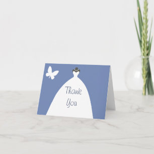 Wedding Dress Thank You with White Butterfly Card