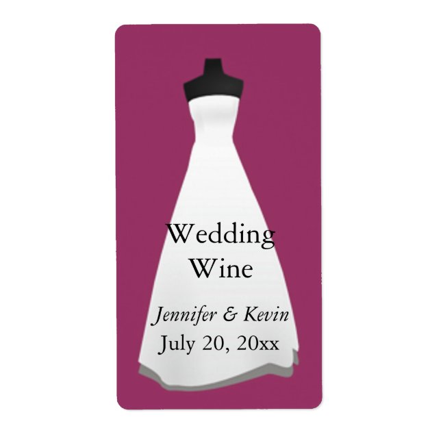 Wedding Dress Wedding Mini Wine Label (Front)