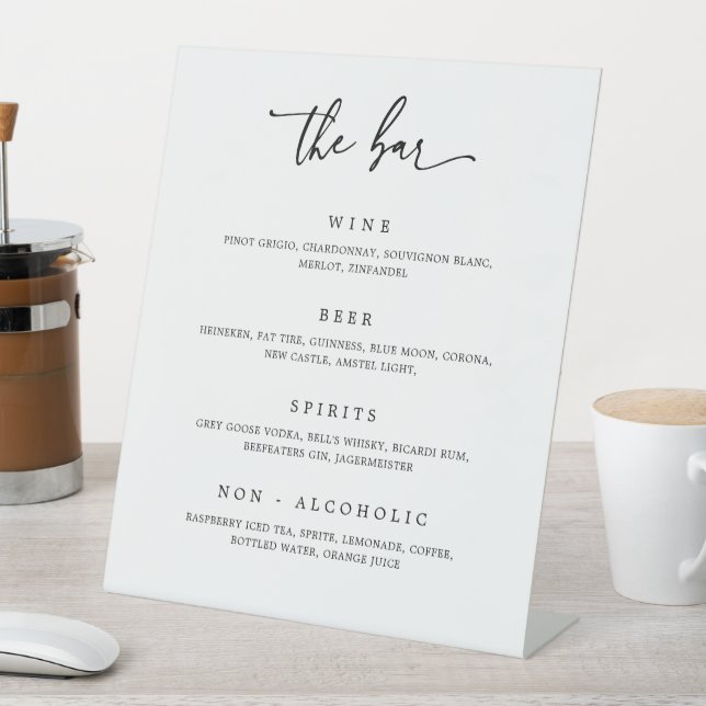 Wedding Drink Bar Menu Reception Pedestal Sign B13 (In SItu)
