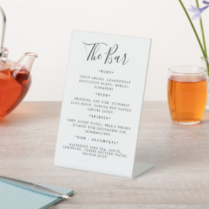 Wedding Drink Menu Bar Reception Pedestal Sign