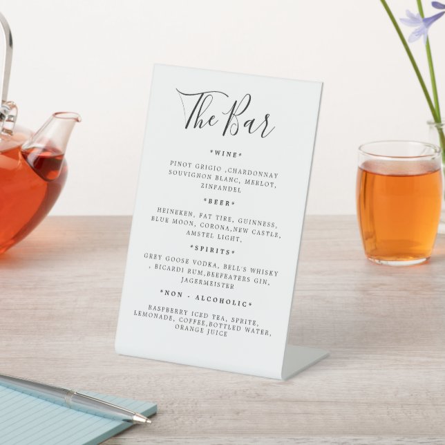 Wedding Drink Menu Bar Reception Pedestal Sign (In SItu)