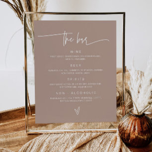 Wedding Drink Menu Bar Sign Reception Poster G400