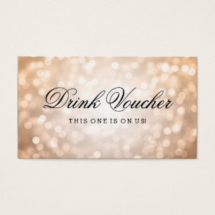 Wedding Drink Voucher Copper Glitter Lights