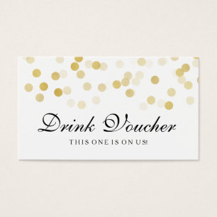 Wedding Drink Voucher Faux Gold Foil Glitter Light