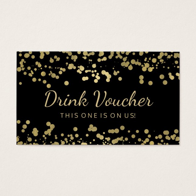Wedding Drink Voucher Gold Foil Confetti (Front)