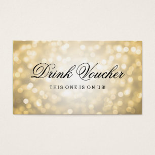 Wedding Drink Voucher Gold Glitter Lights