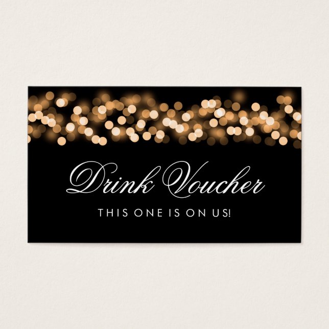 Wedding Drink Voucher Gold Hollywood Glam (Front)
