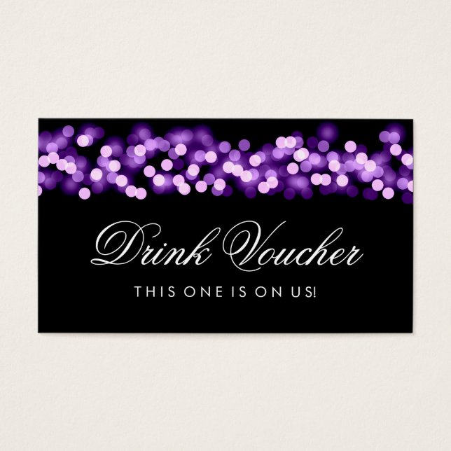 Wedding Drink Voucher Purple Hollywood Glam (Front)