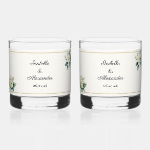 Wedding Drinkware Botanical Personalized Whiskey Glass