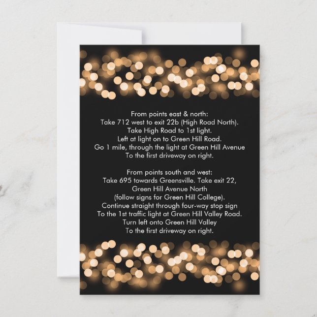 Wedding Driving Directions Gold Hollywood Glam Invitation (Front)