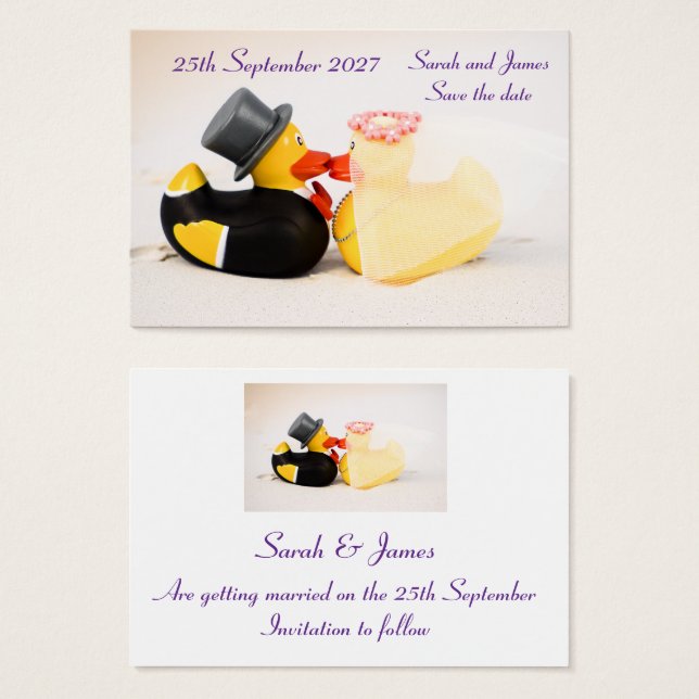 Wedding ducks beach wedding - Save the date (Front & Back)