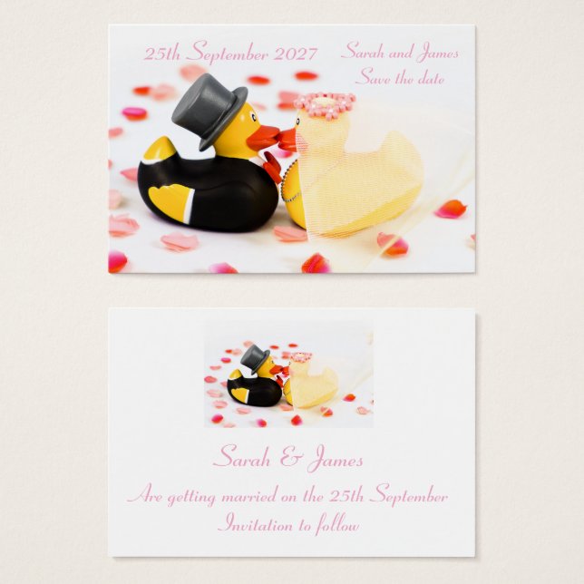 Wedding ducks rose petal confetti - Save the date (Front & Back)