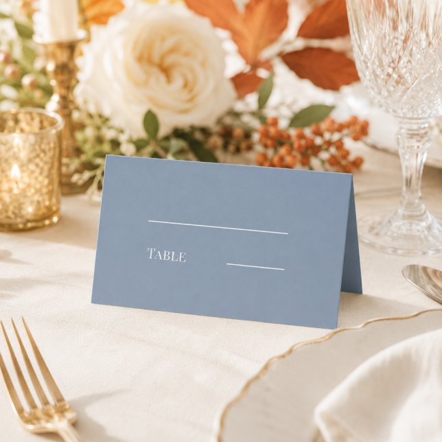 Wedding dusty blue cream modern simple place card (Creator Uploaded)