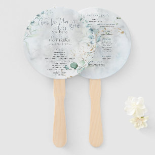 Wedding Dusty Blue Over the Moon in Love Hand Fan