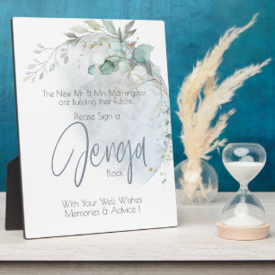 Wedding   Dusty Blue Over the Moon in Love Plaque