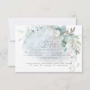 Wedding Dusty Blue Over the Moon in Love RSVP Card