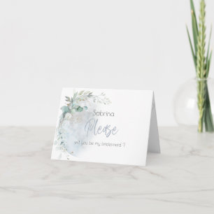 Wedding   Dusty Blue Over the Moon in Love Thank You Card