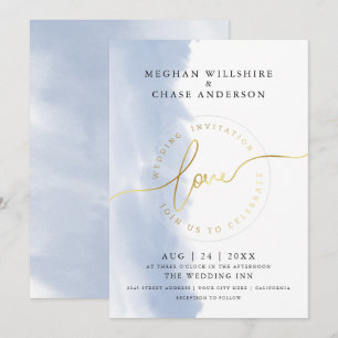 WEDDING    Dusty Blue Watercolor  Invitation